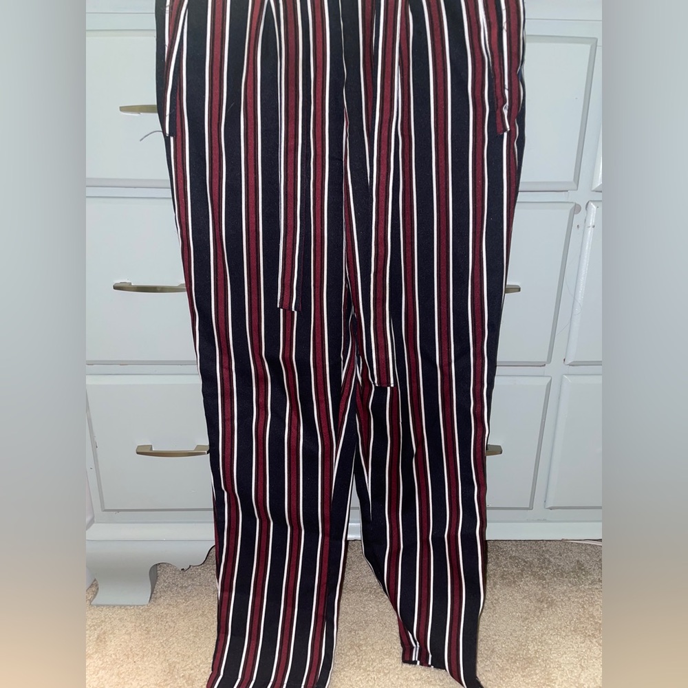 Navy/red striped dress pants